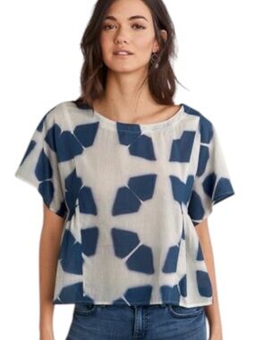 The Odells Tie Dye Print Short Kimono Sleeve Cropped Top - L